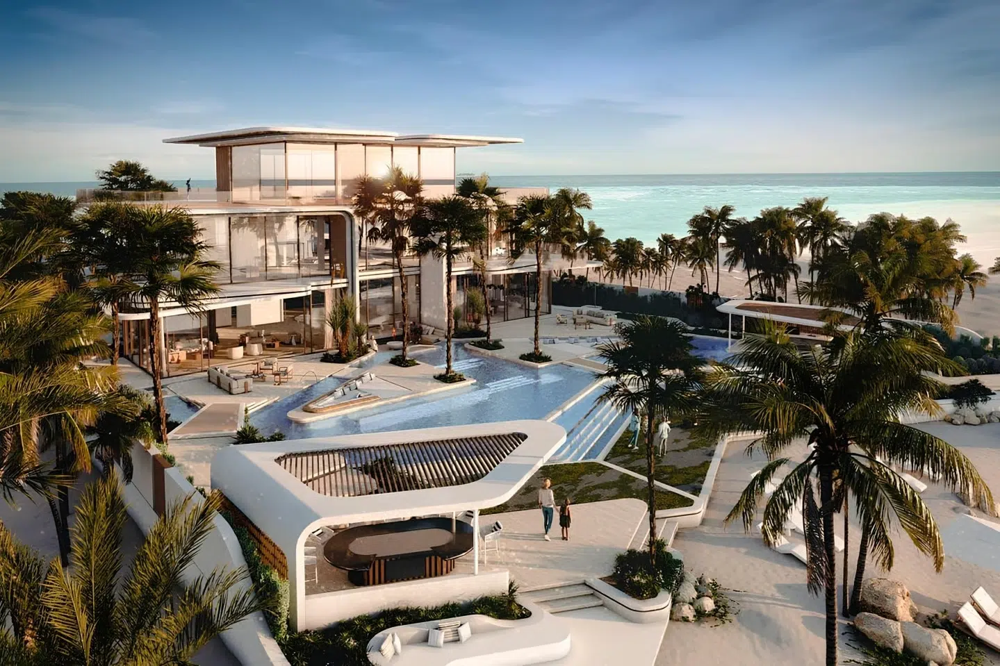 Exclusive waterfront residences at Amali Islands featuring private beach and marina views
